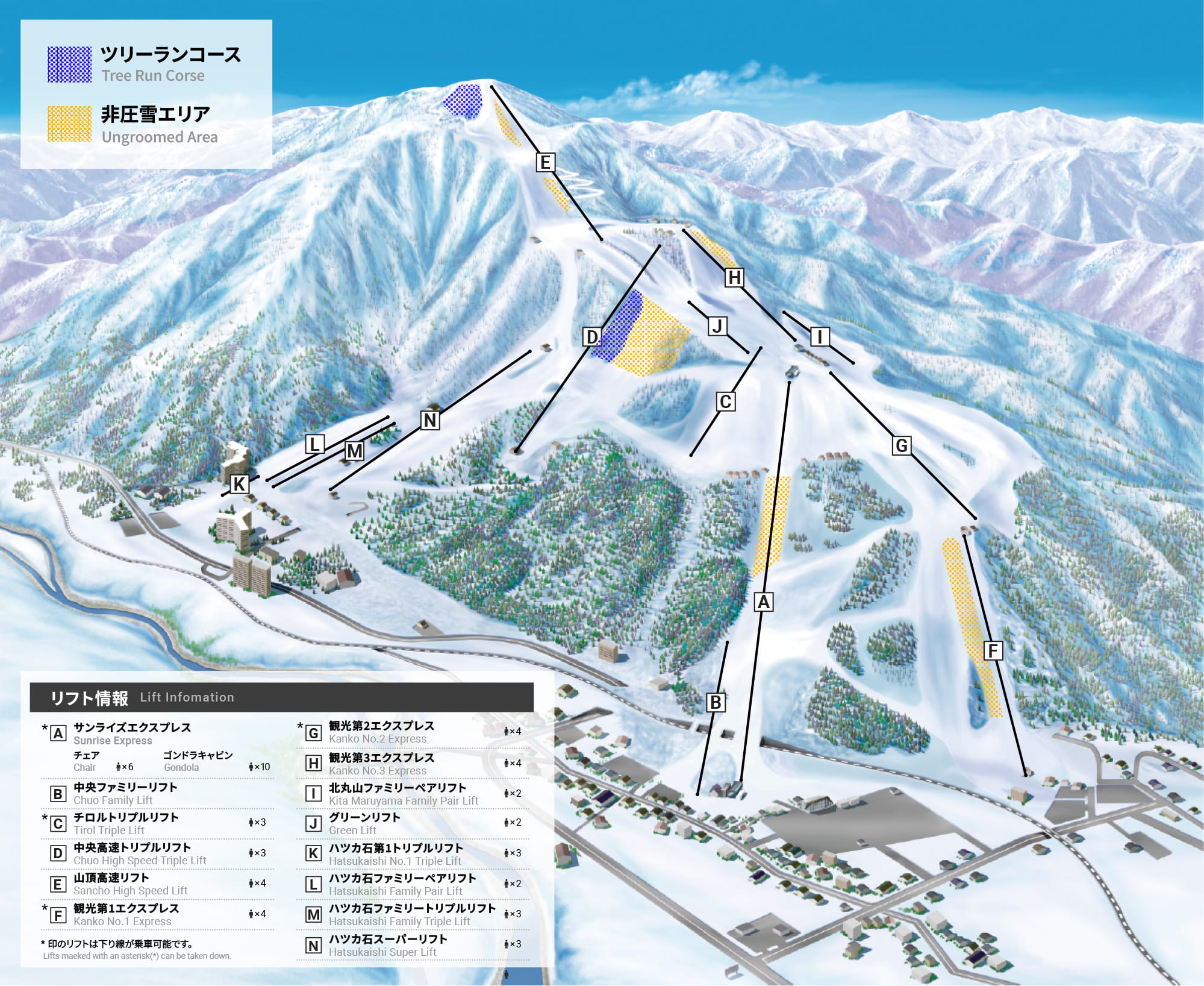 ツリーラン・非圧雪エリアMap